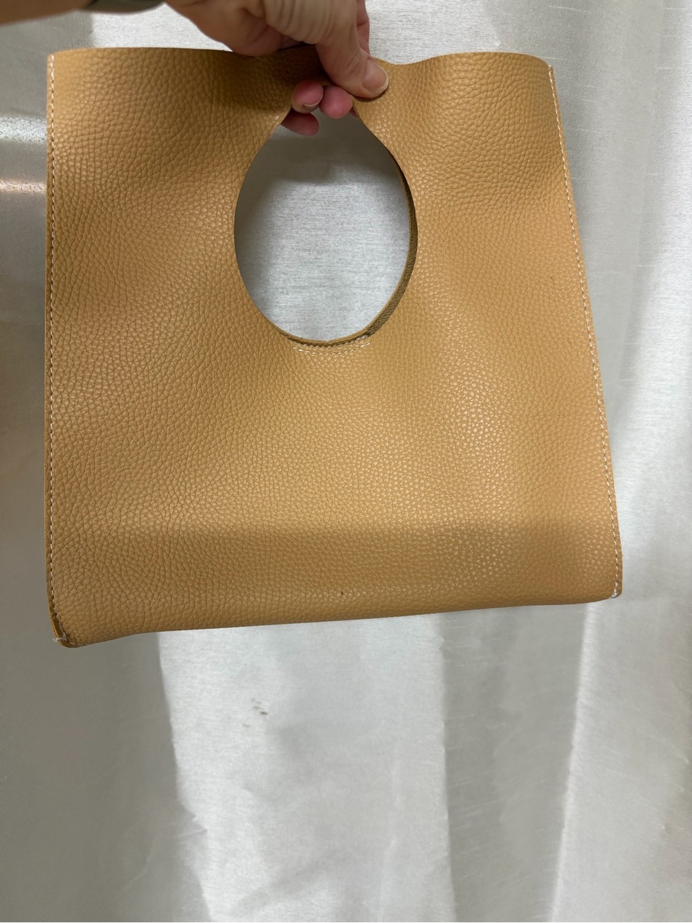 StylishTan pebbled leather look Women's Handheld Bag - Unbranded